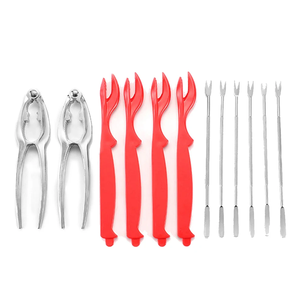 

12Pcs Crab Meat Fork Clamp Needle Crackers Opener Leg Sheller Eating Tools Set