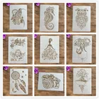 Трафареты для рисования стен, А4, 29 х21 см, с животными, раскраска для скрапбукинга, рельефная декоративная альбомная бумага, настенный трафарет