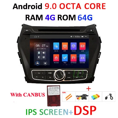 4G+ 64G 8 CORE 2 Din android 9,0 автомобильный dvd-плеер gps для hyundai IX45 Santa fe 2013 автомобильный радиоприемник Multiemdia obd2 dvr DAB ips DSP - Цвет: 4G 64G IPS DSP CAN