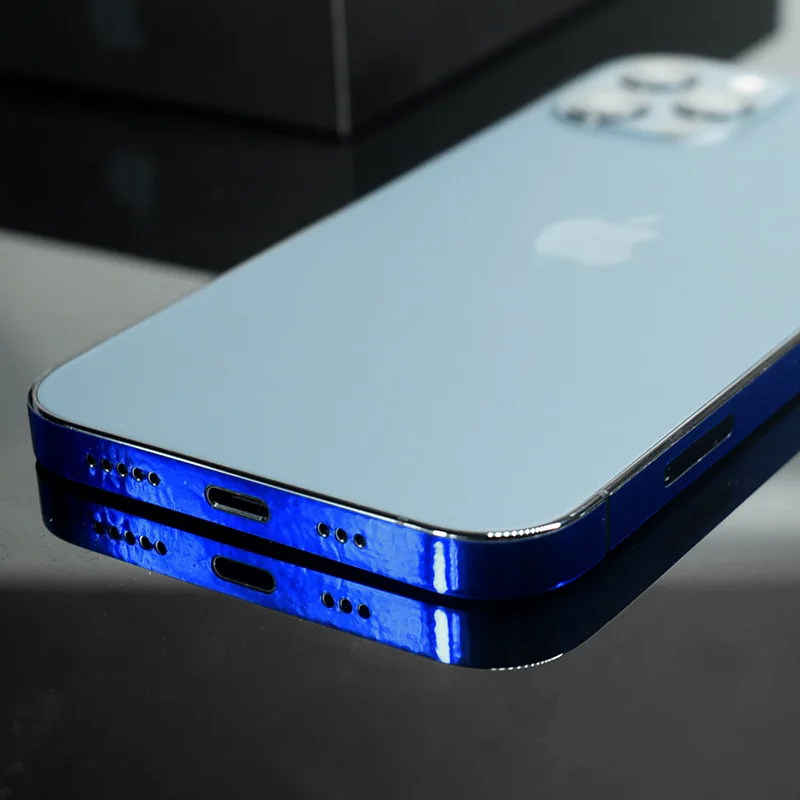 Dropshipping Electroplating Mirror Frame Film For iPhone 14 12 13 Pro Max 14Pro Mini 12Pro Back Patch Color Side Border Sticker