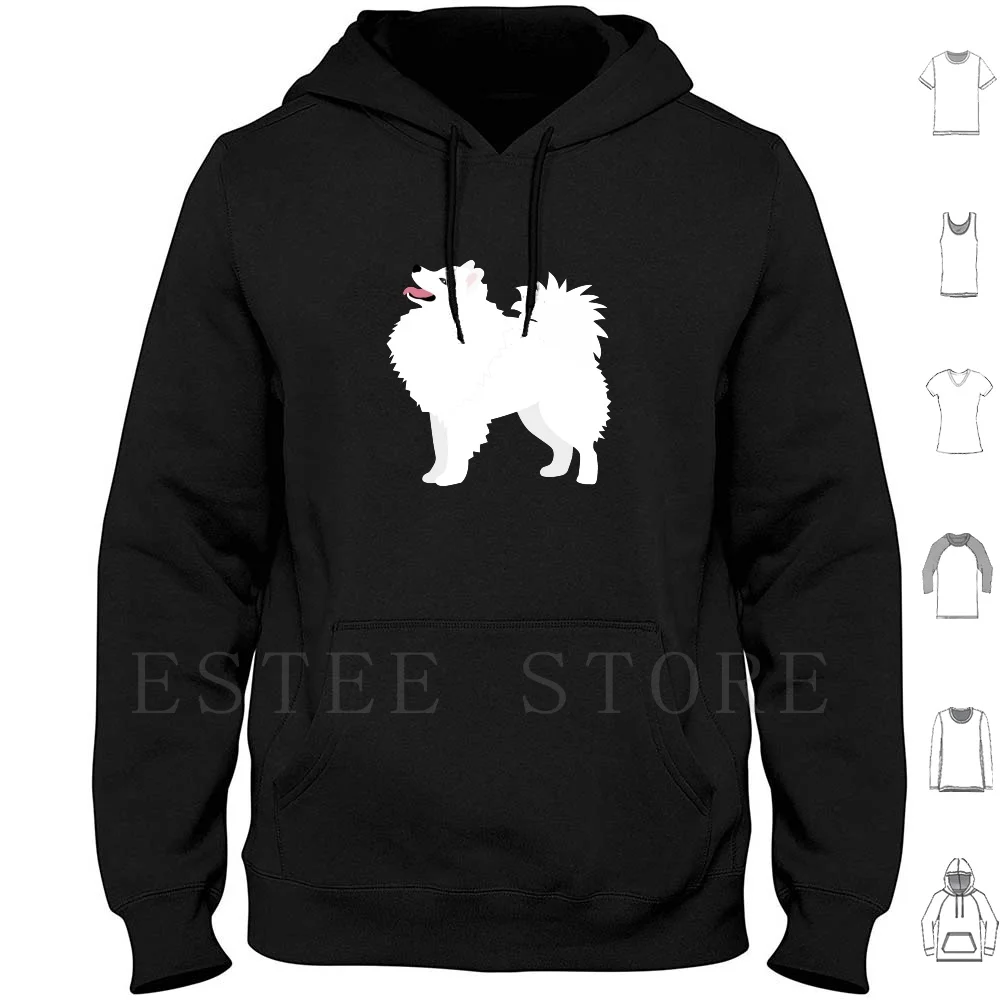 

American Eskimo Dog Breed Illustration Silhouette Hoodies Long Sleeve Canine Dog Breed Silhouette Breed Collection