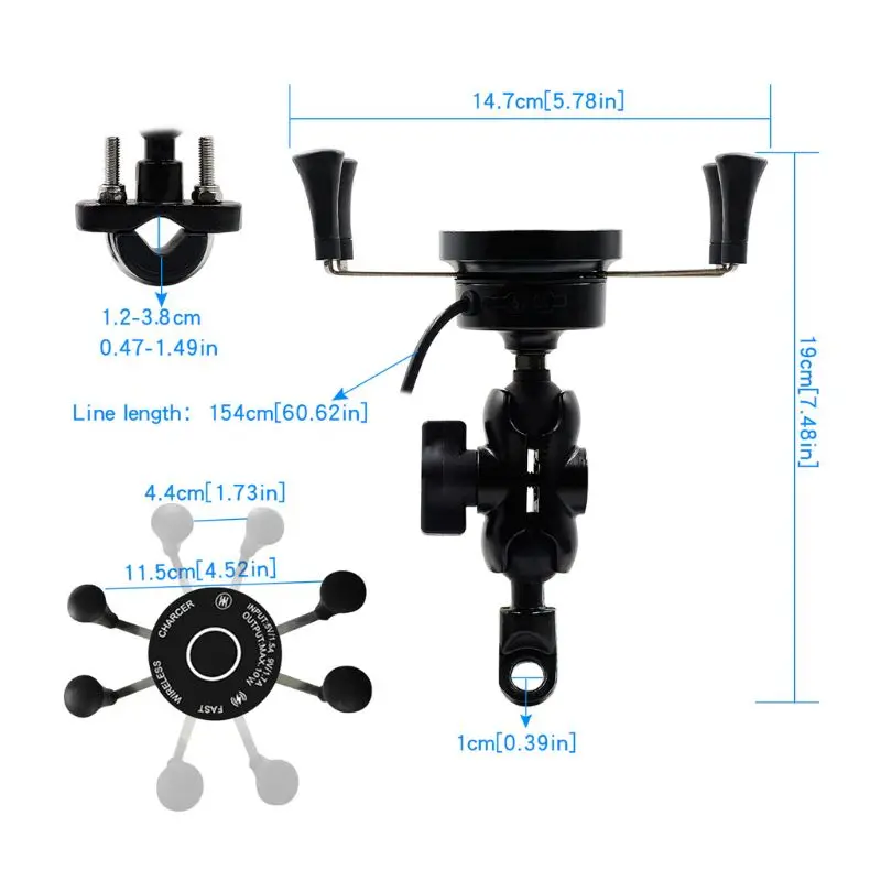 OOTDTY 12V для телефона на мотоцикл QC3.0 USB Qi быстрой зарядки Беспроводной Зарядное