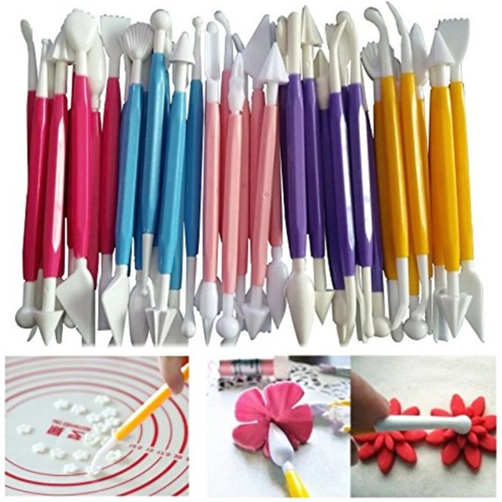 

8pcs/set 5 Colors Cake Carved Group Fondant Cake Sugar Flower Sculpture Group Shaping Baking DIY Tools Mold Modelling Tools