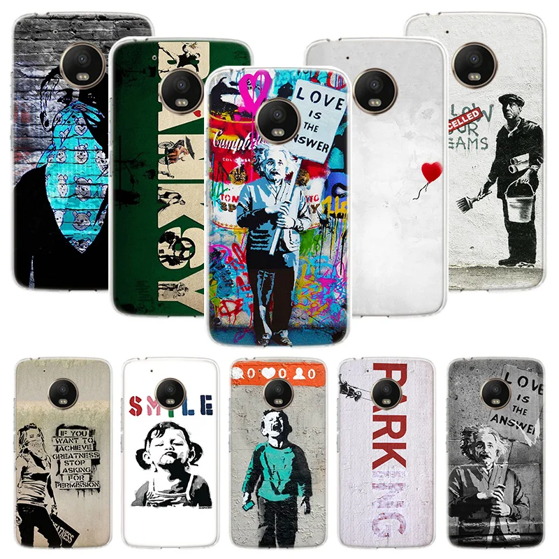Чехол для телефона с граффити Banksys Motorola Moto G9 G8 G7 G6 G5 E6 E5 Plus Power Play + One Action Macro Cover Coque