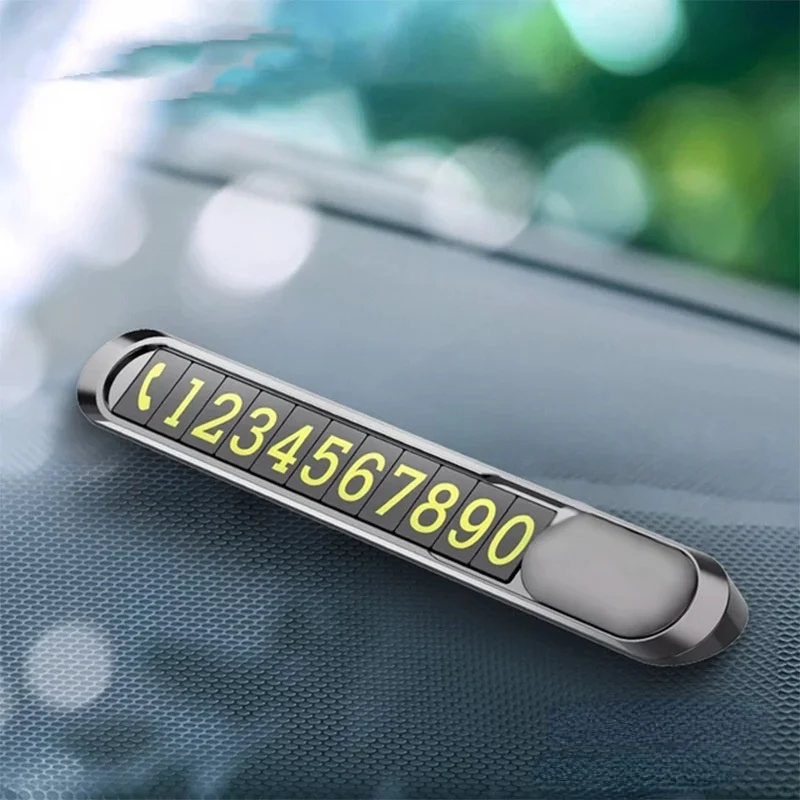 

Скрытая Автомобильная Стайлинг Временная парковочная карта металлический сплав текстура Автомобильная табличка с номером телефона карта ...