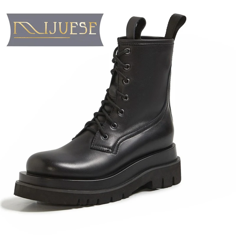 Женские ботильоны из мягкой коровьей кожи со шнуровкой и круглым носком|Женские