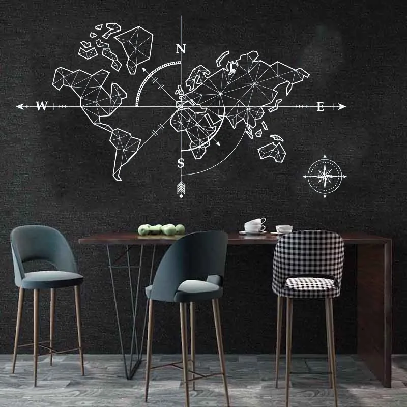 Большой мир Mape Компас для дома Наклейка на стену разведка приключений глобальное