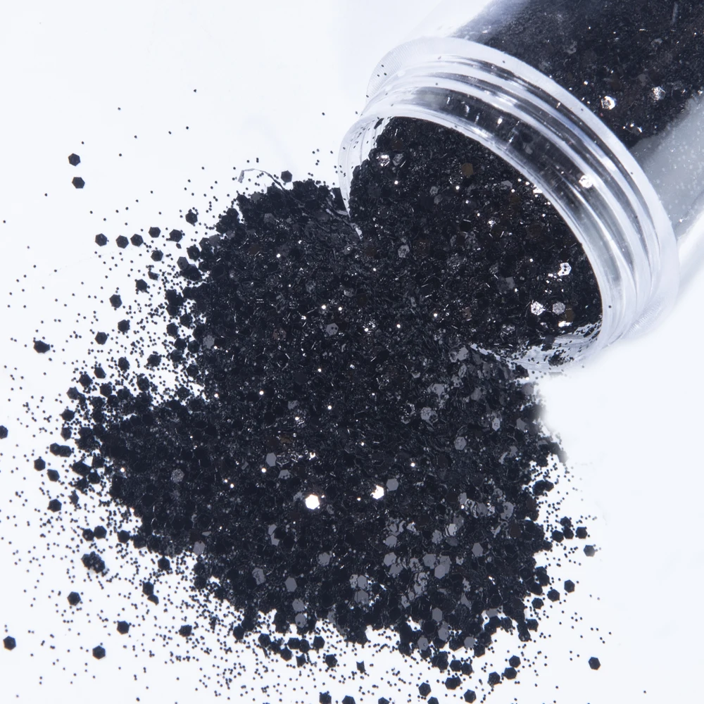 Пудра для дизайна ногтей 1 баночка смешанный черный блеск голографические