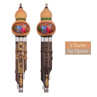 3 tone c key hulusi gourd cucurbit flute black bamboo pipes chinese traditional instrument with chinese knot carry case
