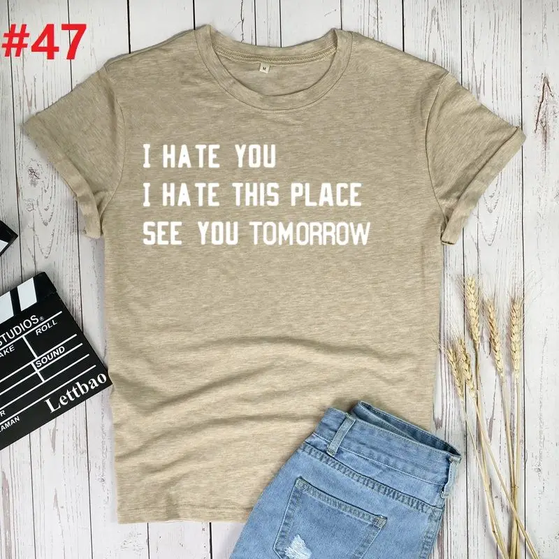 

I Hate You Print T-shirts Women Summer Graphic Tee Harajuku Shirts for Women Loose Aesthetic Clothes Streetwear