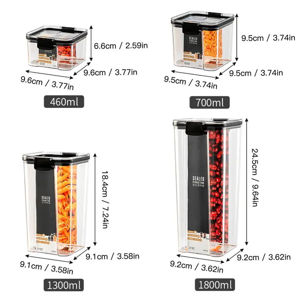 

Kitchen Food Storage Container Refrigerator Noodle Box Multigrain Storage Airtight Tank Pantry Plastic Transparent Sealed Cans