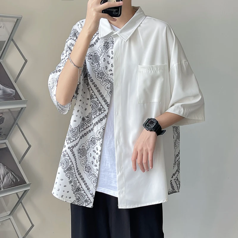 

Shirt Men Summer Pop Fashion Printed Short Sleeve Shirts Men Nice Casual Plus Size Beach Hawaiian Shirt Streetwear