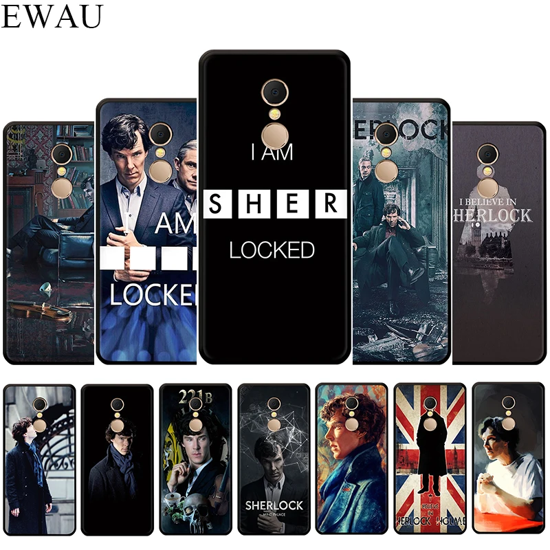 Силиконовый чехол для телефона EWAU Detective Sherlock Holmes Xiaomi Redmi Note 4 4X 5 6 7 8 Pro 5A