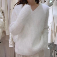 ins korean style how autumn winter sweater elegant fashion mohair mink cashmere sweater warm comfort sweater for ladies 2020