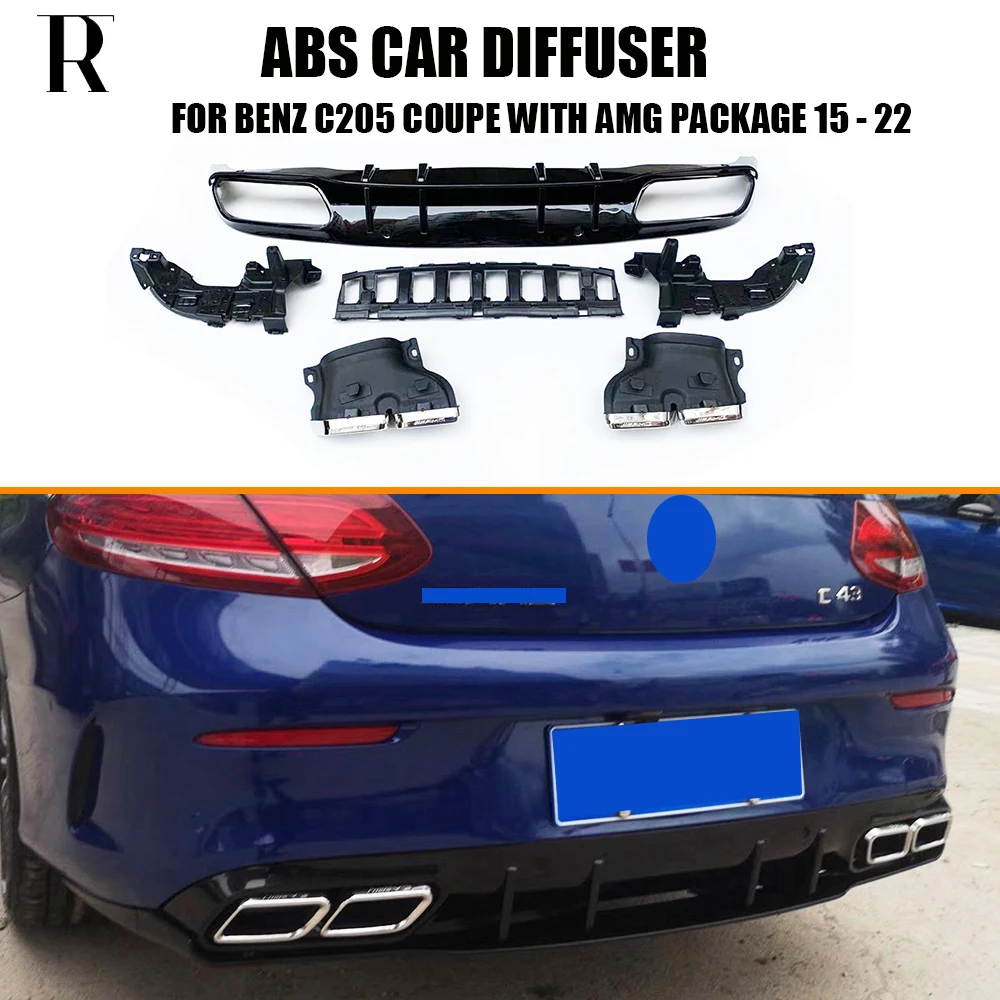 ABS задний бампер диффузор с выхлопными наконечниками для Benz W205 C205 Coupe 2DR C200 C220 C300 C43 C63 с Amg спортивный бампер