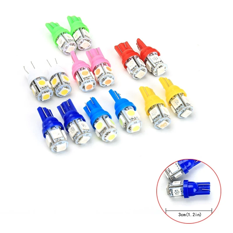 

10 шт., автомобильные светодиодсветодиодный лампы T10 5 SMD W5W/147/152/158/159