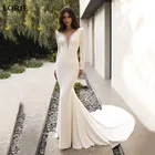 Свадебное платье-Русалка LORIE цвета слоновой кости, кружевное женское мягкое атласное свадебное платье с рукавами и задней спиной, 2022