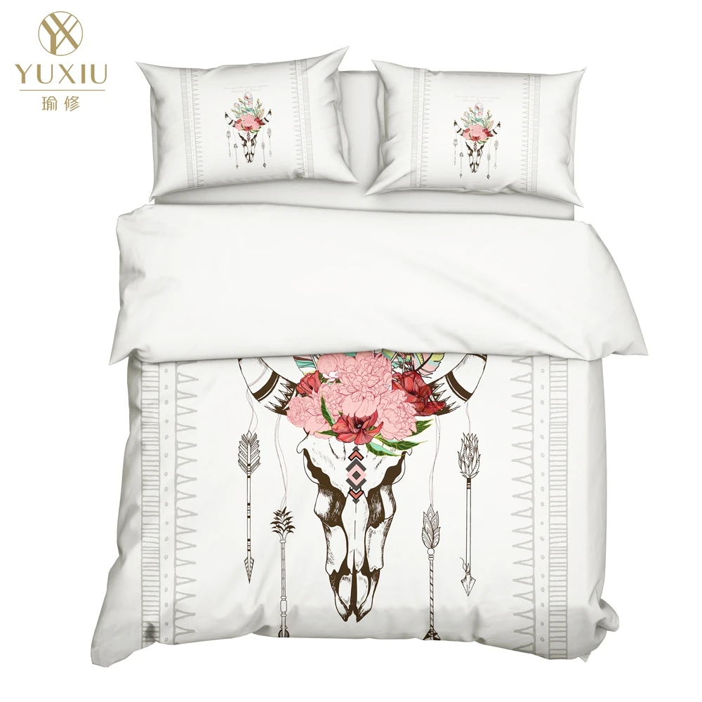 

YuXiu 3D печать животных Лось цветок белый пододеяльник черный комплект постельного белья Постельное белье наволочки Король Королева Полный двойной