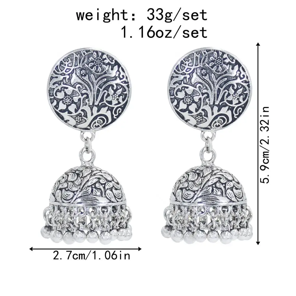

Boho Earrings Women Hollow Retro Style Metal Bells Tassel Temperament Wild Indian Ethnic Palace Handmade Pendant Jewelry