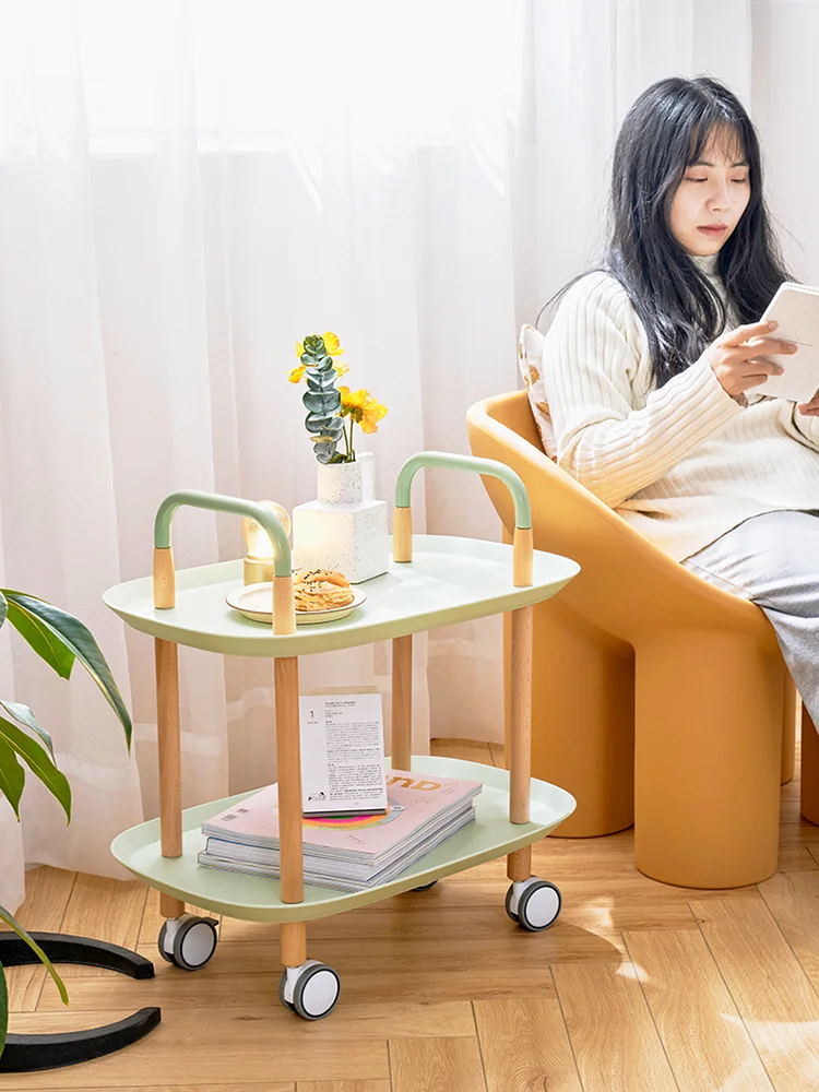 

Минималистичный журнальный столик в скандинавском стиле для гостиной, Мобильная тележка, боковой столик, маленький чайный столик, угловой ...
