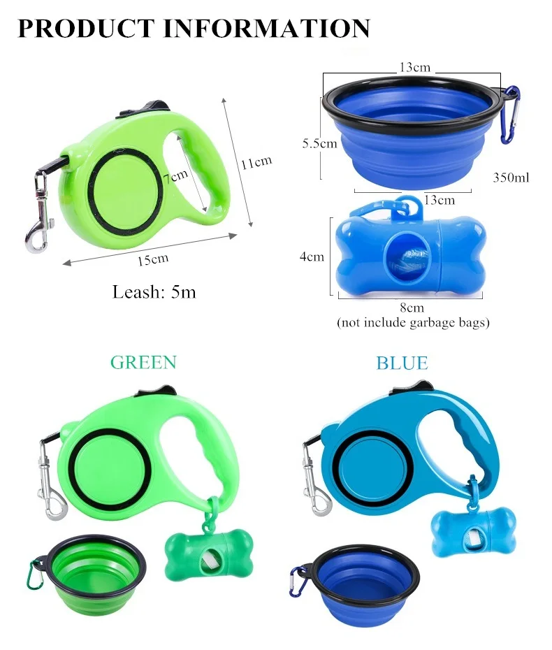 Набор для домашних животных 3 шт. поводок фонарик веревка чаша выдвижной продукт