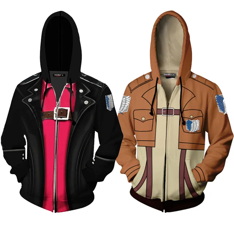 Толстовки для косплея атака на Титанов Леви Аккерман куртка молнии с капюшоном