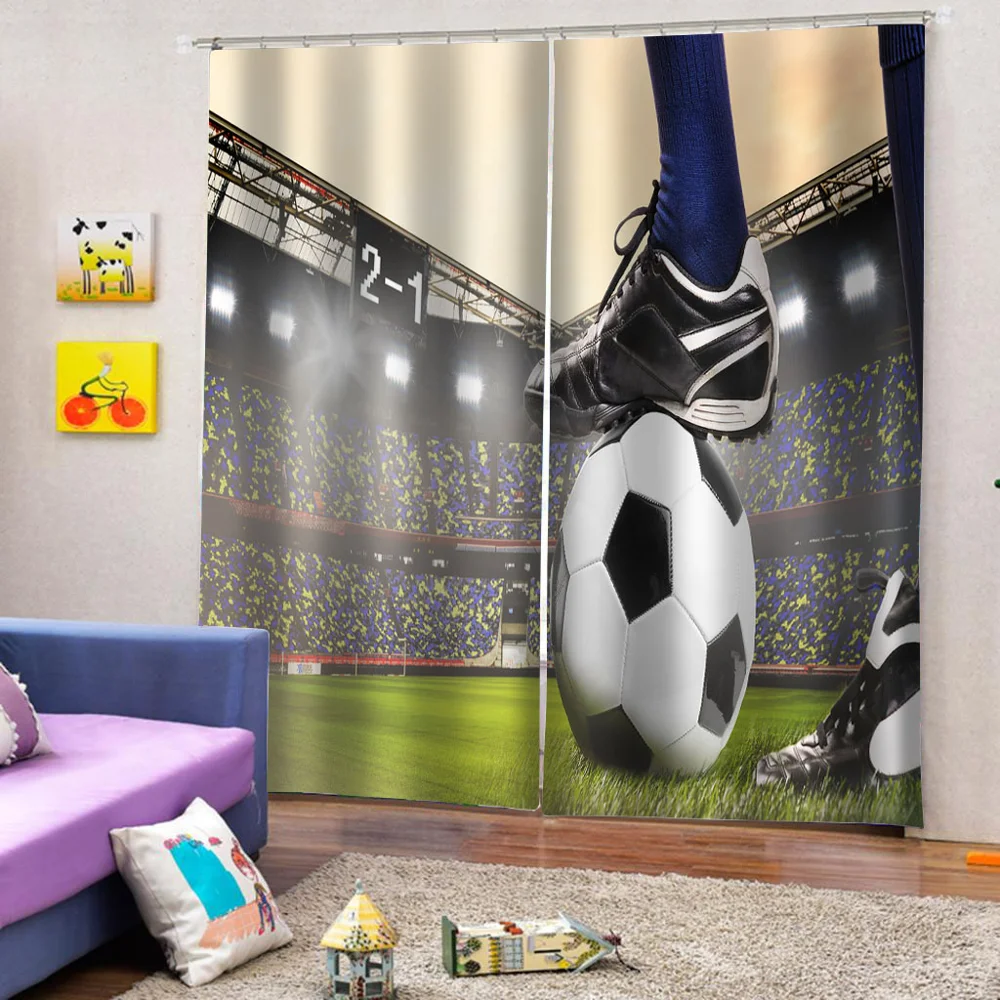 

green curtains Customized size Luxury Blackout 3D Window Curtains For Living Room sport ball curtains