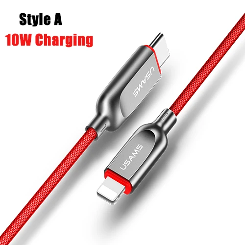 USAMS USB 18 Вт type C для освещения PD кабель для быстрой зарядки для iPhone X 8 7 6 type-C до 8-контактный кабель для синхронизации USB для iOS 8 9 10 11 шнур - Цвет: 10W Normal Charge