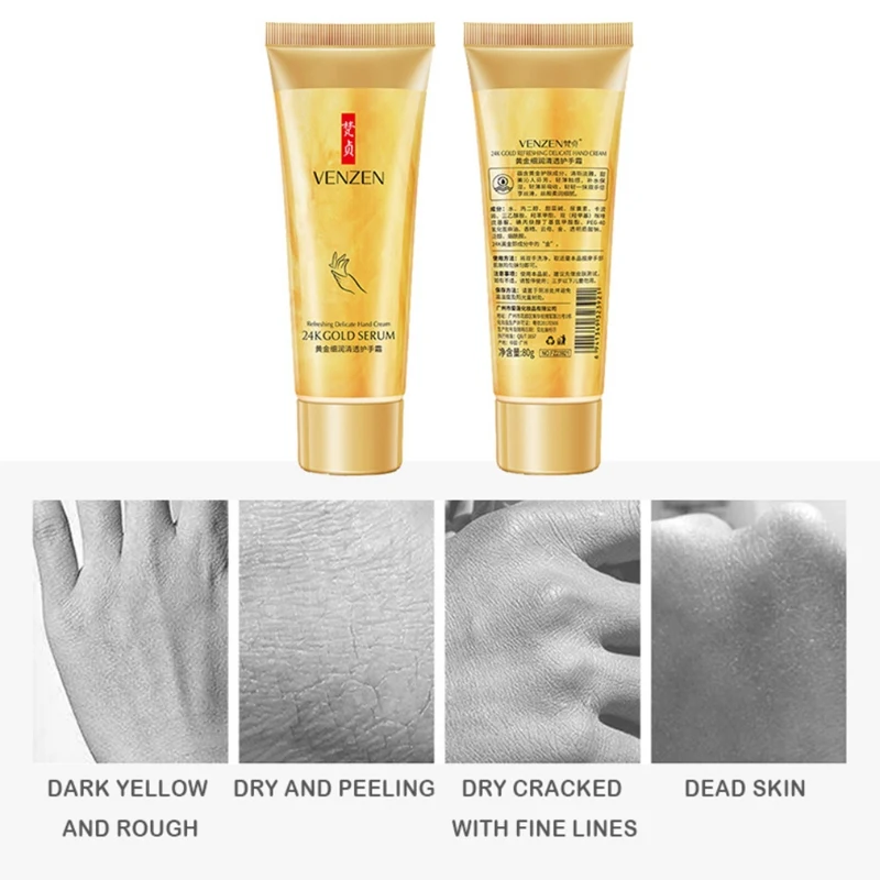 Gold Hand Cream Moisturizing Smooth Fine Lines Brighten Skin Color Nourishing Care |