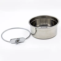 feeding silver food hanging cat non toxic durable round pet supplies stainless steel dog bowl