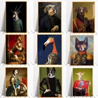 Винтажная Картина на холсте с изображением головы животного, Постер в скандинавском стиле с изображением оленя, кошки, собаки, плакаты-портреты, Настенная картина по индивидуальному заказу