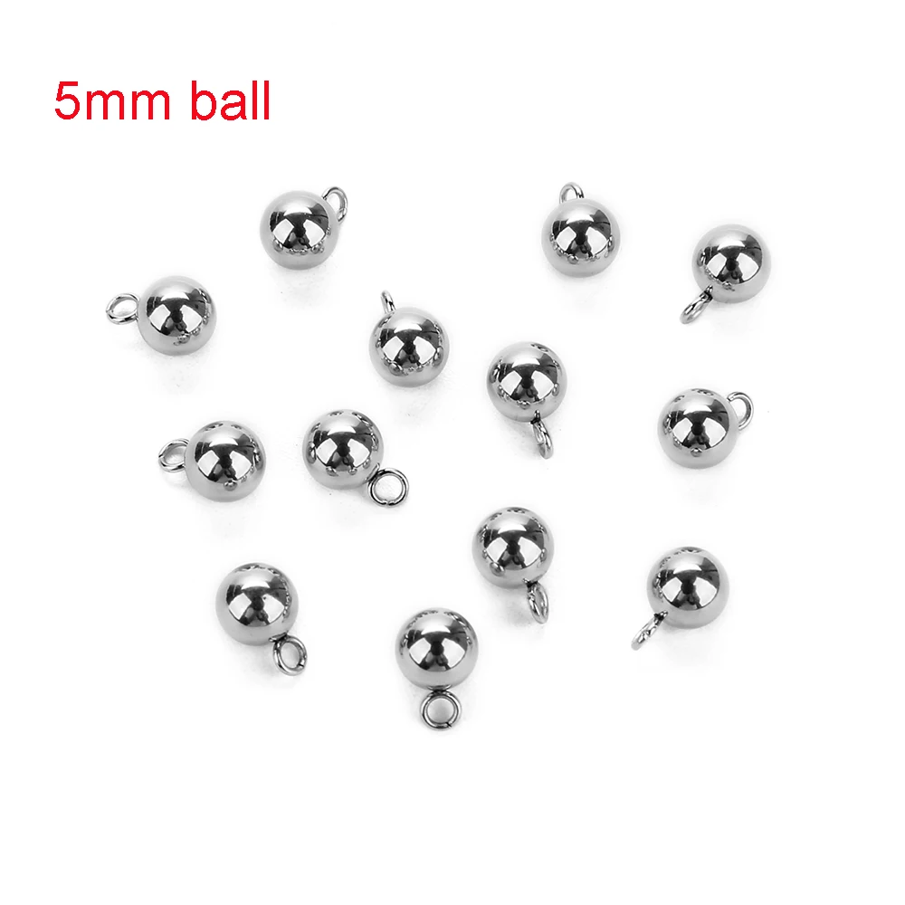 5mm ball 20 шт из нержавеющей стали Silber тон 5 6 8 мм круглые шарики бусины-капли Шарм с петлей подходят DIY ожерелье ювелирные изделия делая результаты поставщик - Окраска металла: 5mm ball