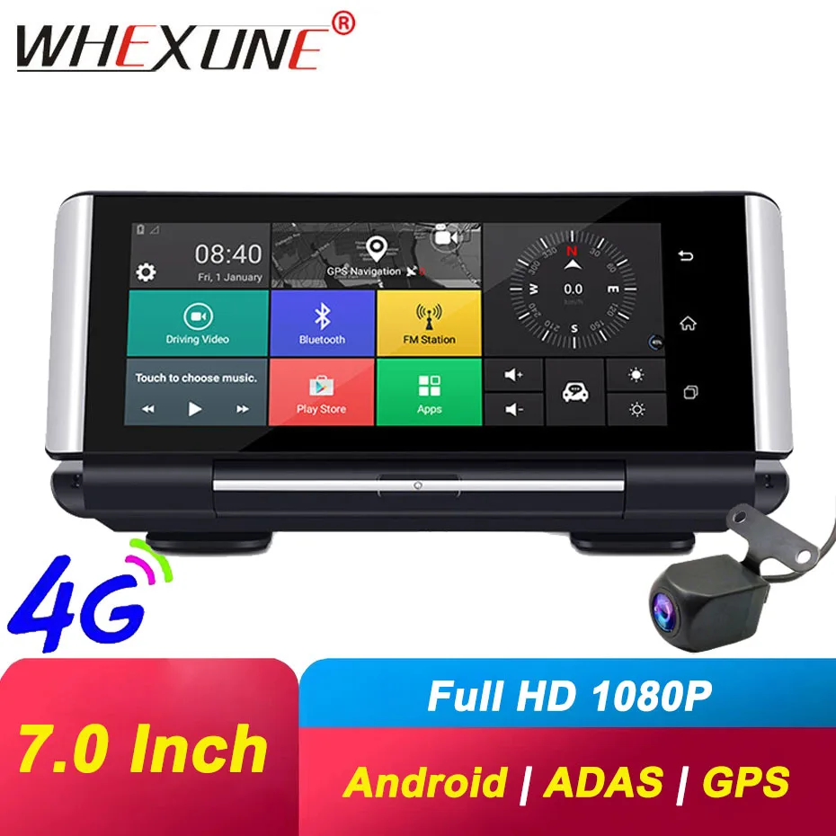 WHEXUNE 7 дюймов 4G Android 5 1 приборной панели автомобиля DVR Камера GPS навигации ADAS 1080P