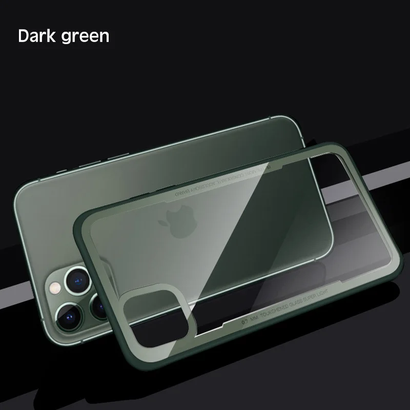 Green Чехол из закаленного стекла для iPhone 7, 8, 6, 6s Plus, высокое качество, прозрачный мягкий силиконовый стеклянный чехол для iPhone 11 Pro, X, XR, XS, Max, чехол s - Цвет: Green
