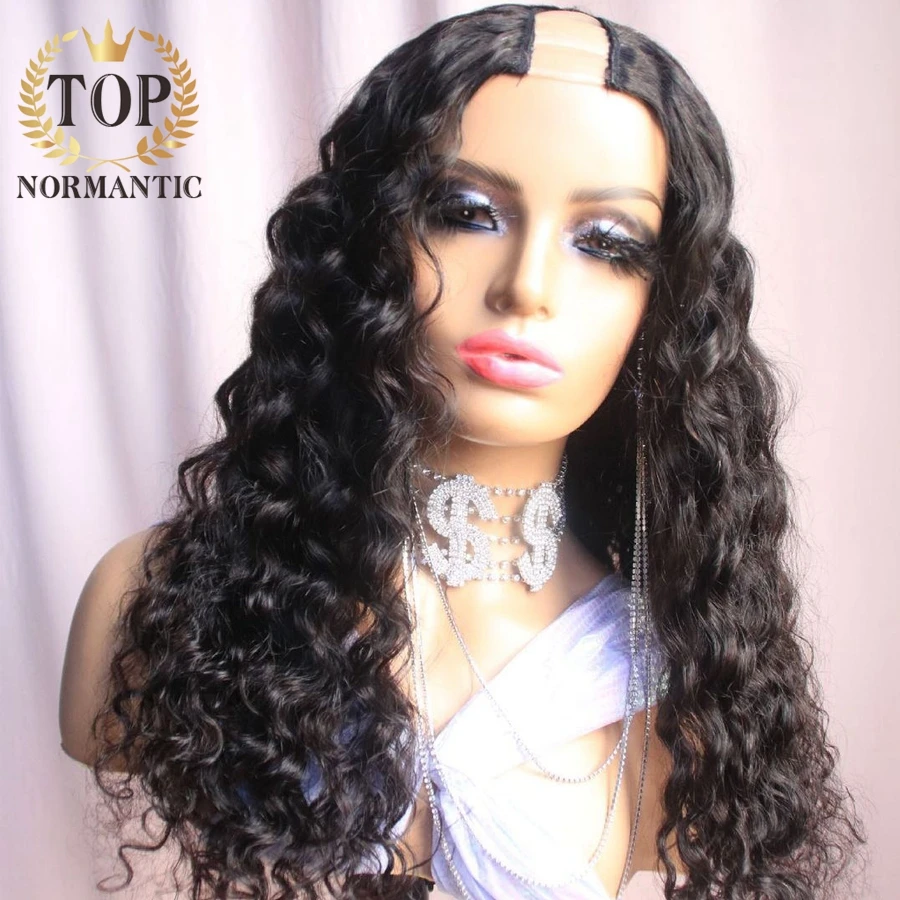 Topnormantic 180% Deep Wave U Part Wig Brazilian Remy Human Hair Deep Wave U Part Wigs For Black Women enlarge