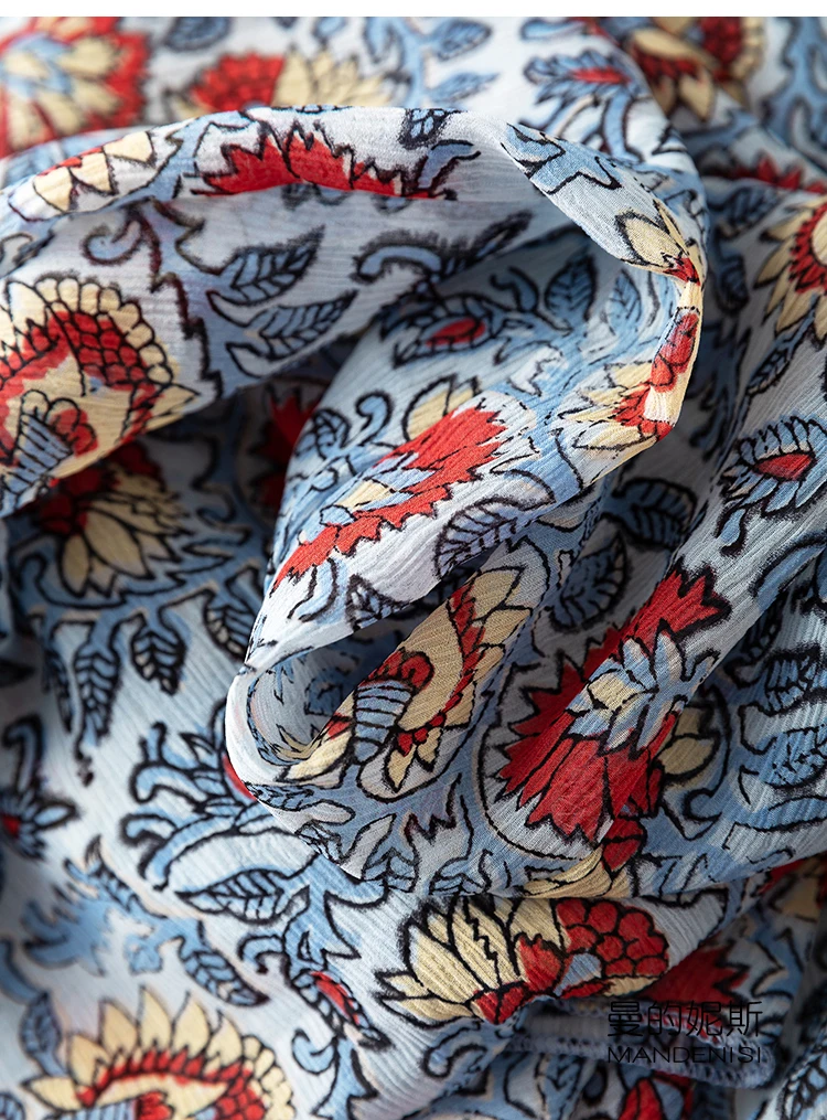 

Shuchan Korean Fashion Clothing Women Skirt Silk Print Mid-Calf Bohemian Faldas Mujer Moda 2021 Korean Style