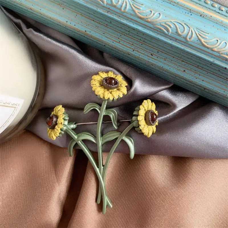 Новый дизайн подсолнухов элегантный кардиган булавка брошь Прямая поставка от