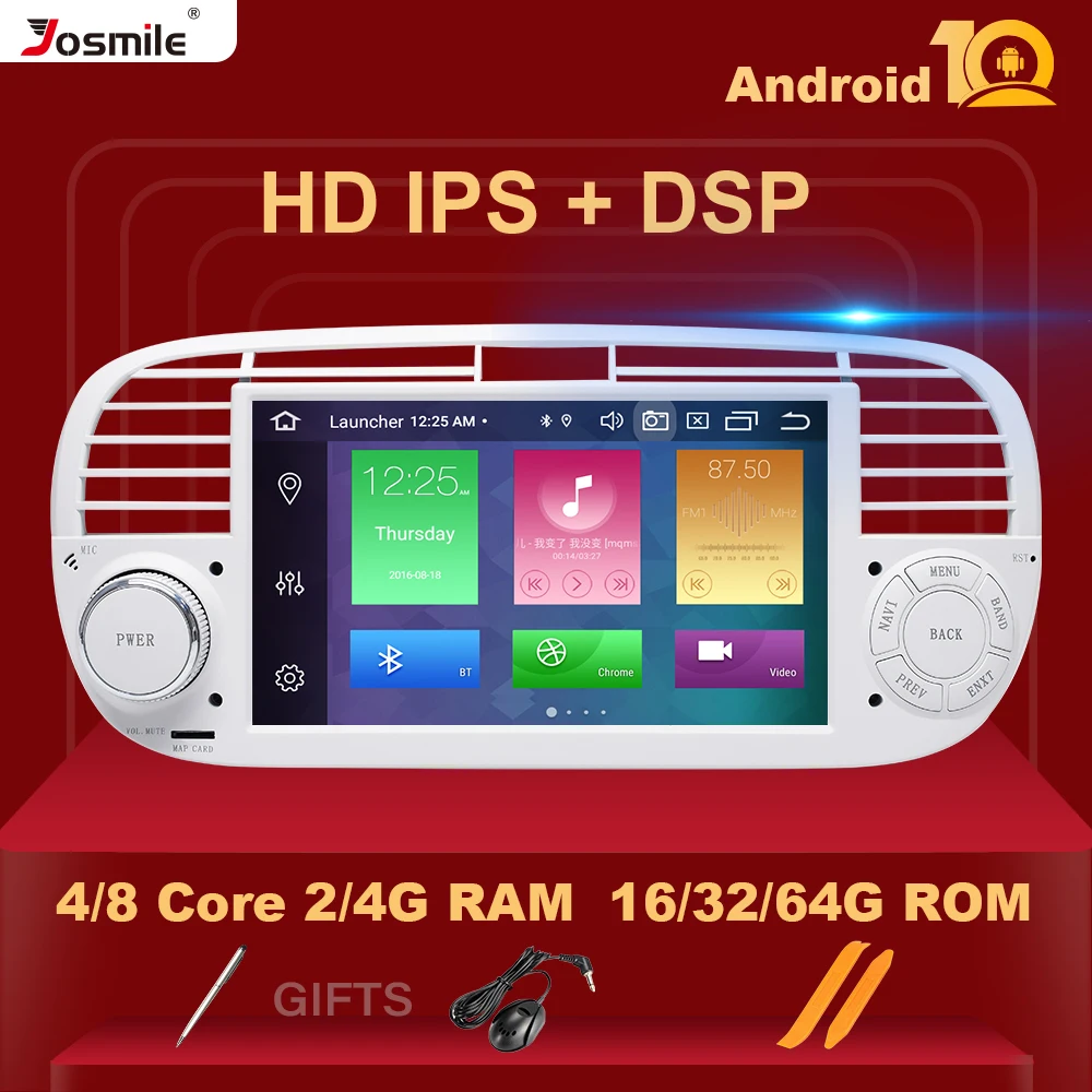 Автомагнитола DSP 4 ГБ 64 Android 10 0 мультимедийный плеер для FIAT 500 GPS-навигация стерео