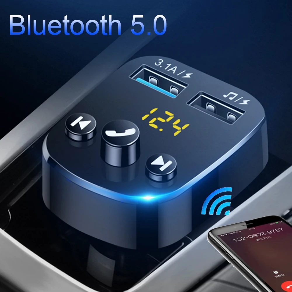JINSERTA Bluetooth 5,0 fm-передатчик Bluetooth автомобильный комплект громкой связи mp3-плеер 3.1A двойной USB зарядное устройство U диск игровой автомобильный модулятор