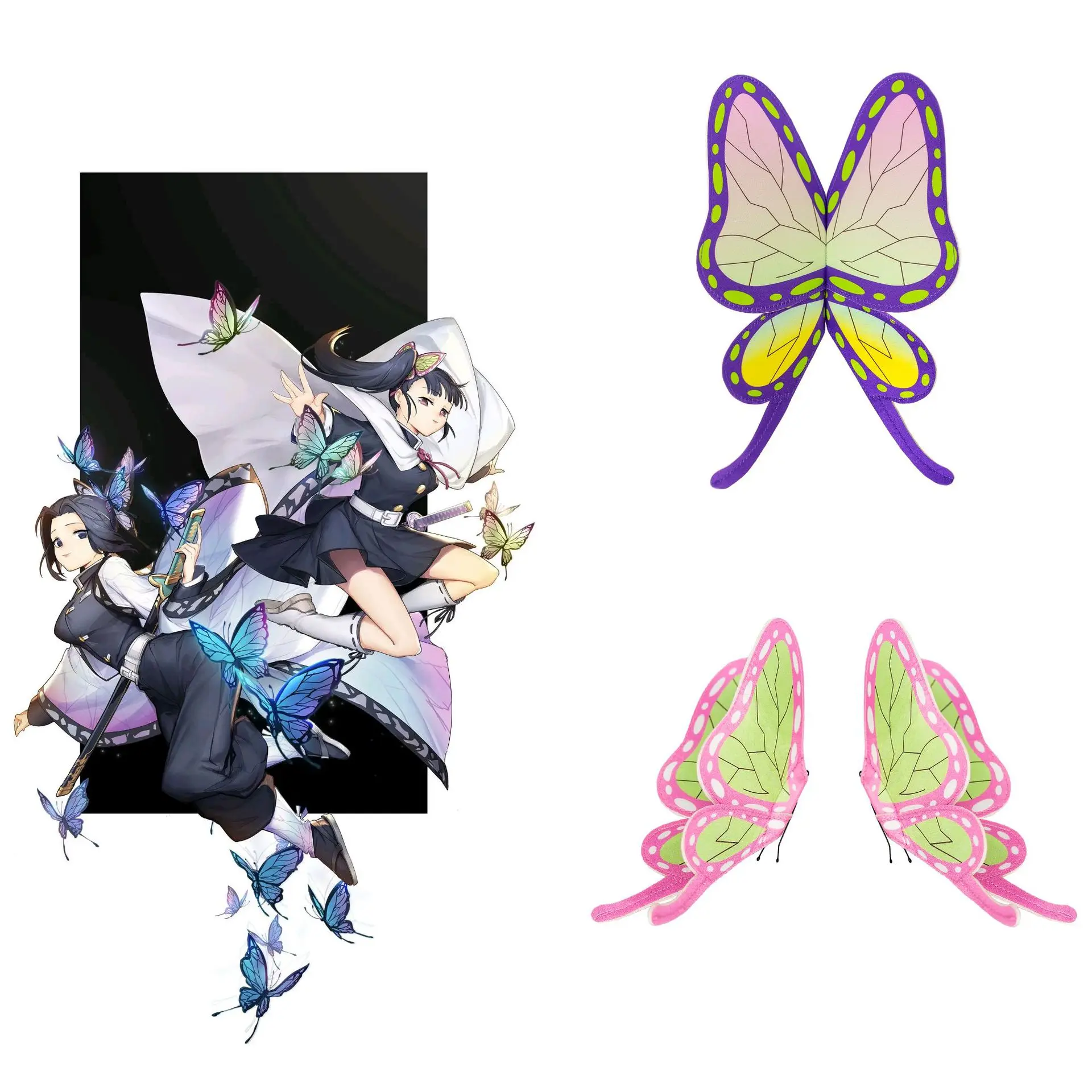 

Japanese Anime Demon Slayer Kimetsu No Yaiba Kochou Shinobu Cosplay Butterfly Headwear Prop Hair Girls Cosplay Accessories