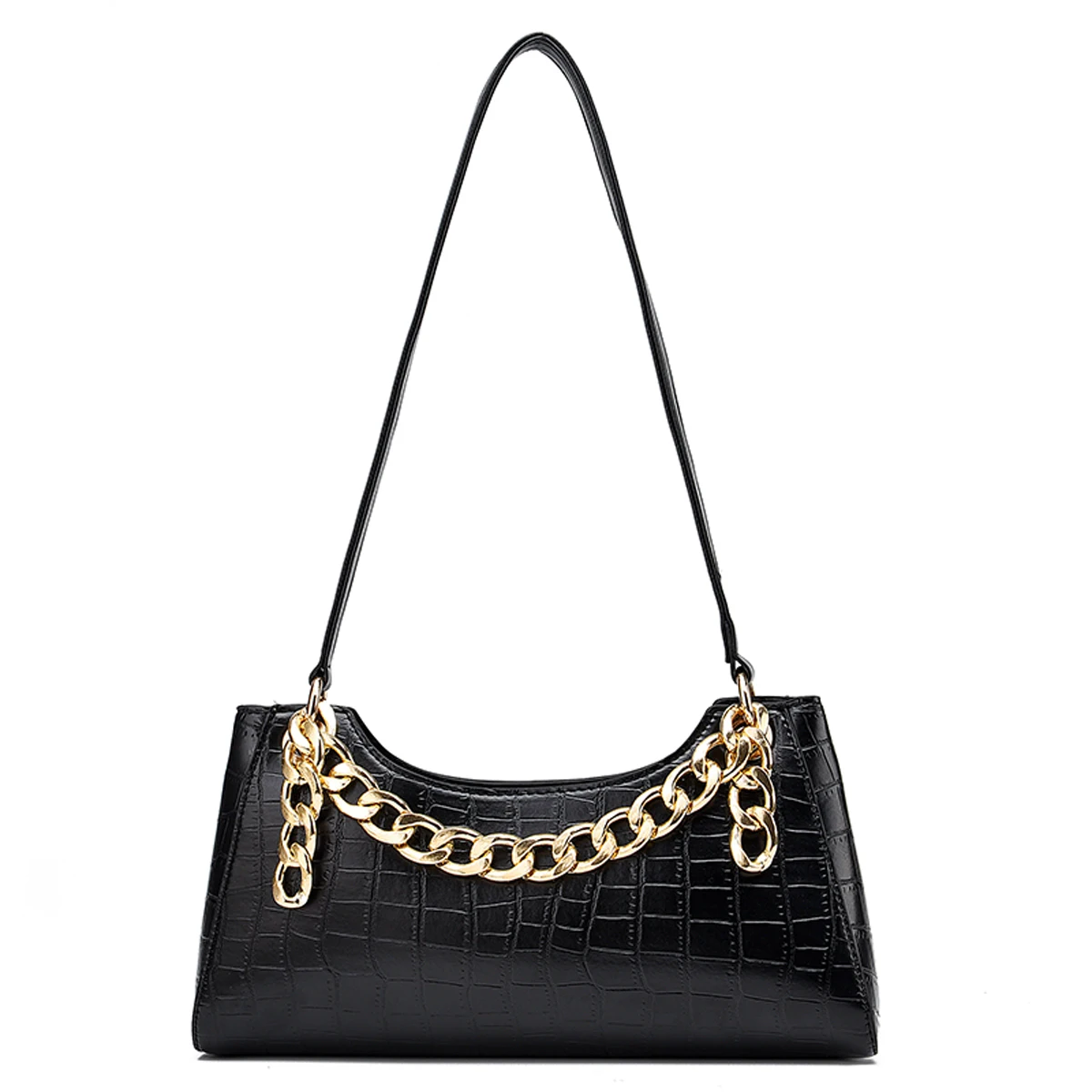 

Women Chain Handle Handbags Fashion Solid Color Zipper Shoulder Bags Satchels PU Purse for Shopping Travel Daily Use