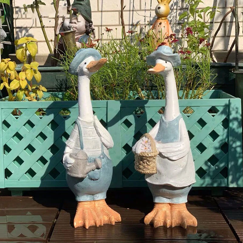 

Nordic Duck Ornaments Resin Artificial Garden Sculpture Animal Statue Couple Decoration Simulation Pond Decor Landscape Crafts