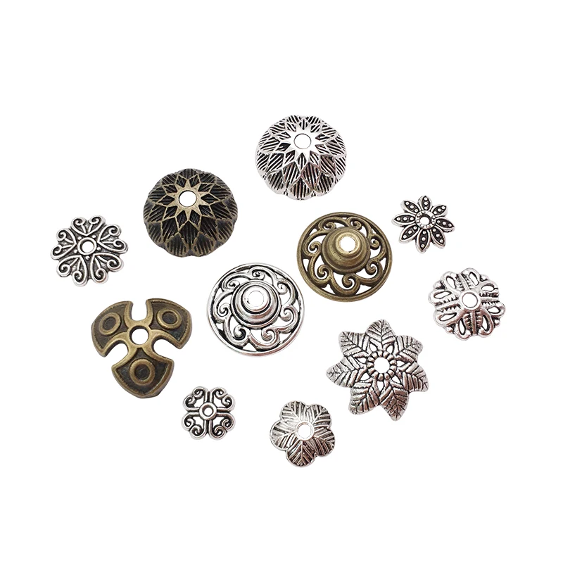 

20pcs DIY accessories alloy Tibetan silver jewelry flower piece pendant earrings bracelet loose beads spacer torus flower hat