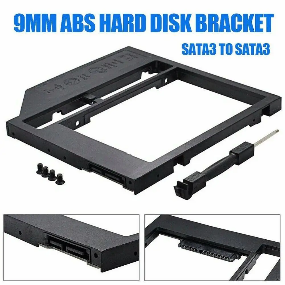 

Universal 2nd HDD Caddy 9mm SATA 3.0 For 2.5'' Hard Enclosure SSD For Notebook Optical Disk CD-ROM Bay Drive R4X3