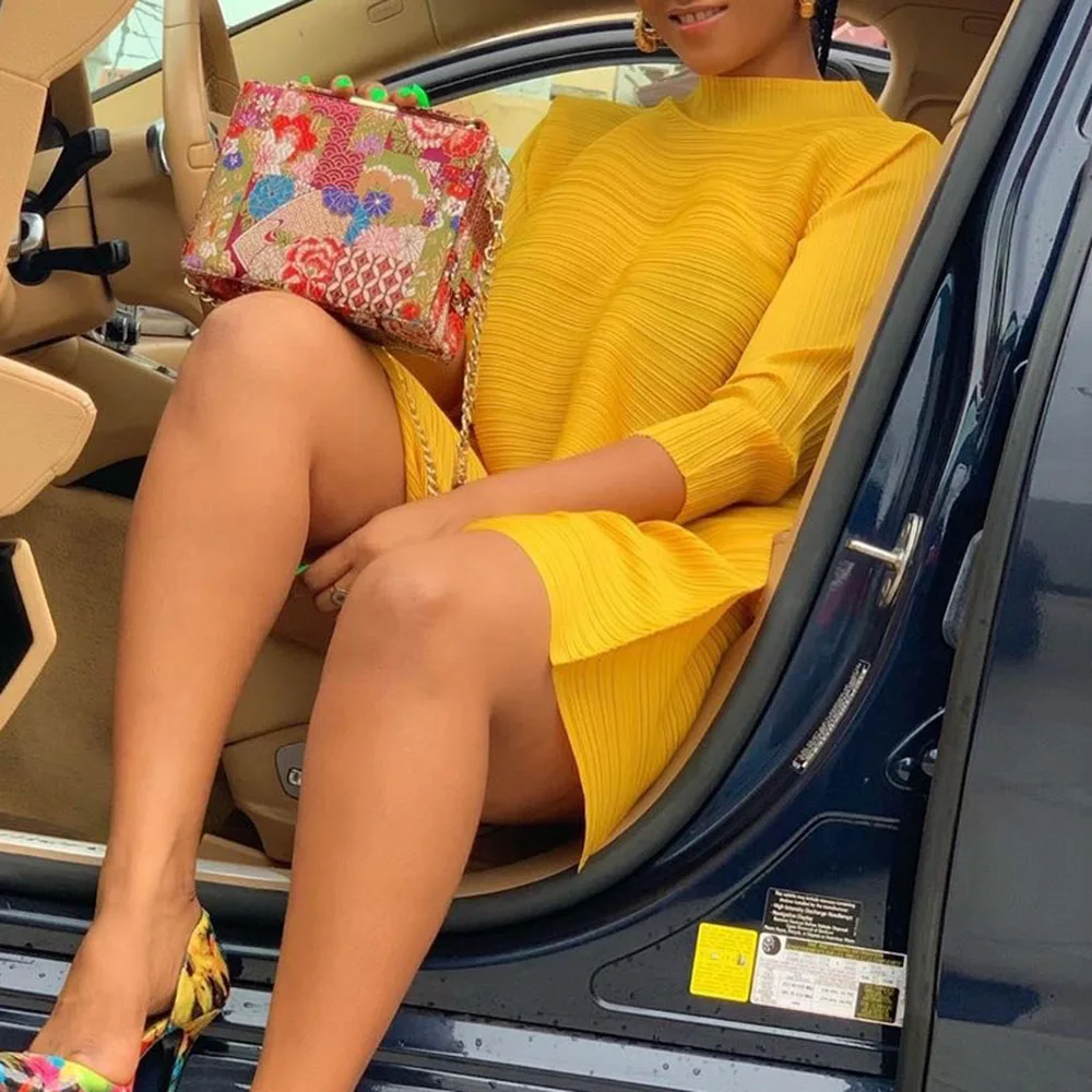 Модное Африканское женское мини платье большого размера летние Желтые