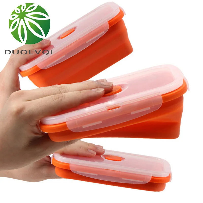 Duolvqi силиконовый Коробки для обедов Портативный чаша красочный складной Еда