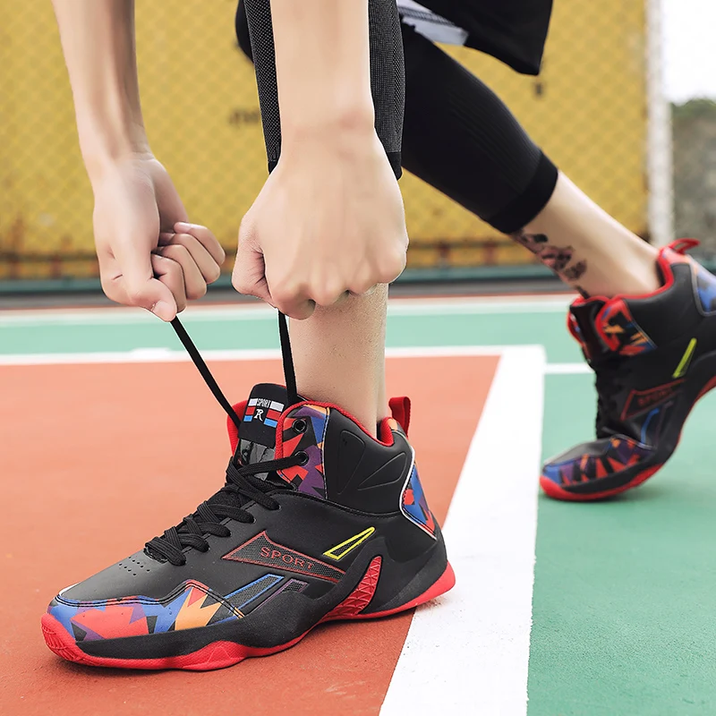 New Spring High-top Basketball for Man Light Unisex Basketball Sneakers Men fashion Prints Sports Training Shoes Ankle Boots