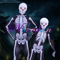 halloween skeleton cosplay costumes role playing adult parent child clothing tight bodysuit