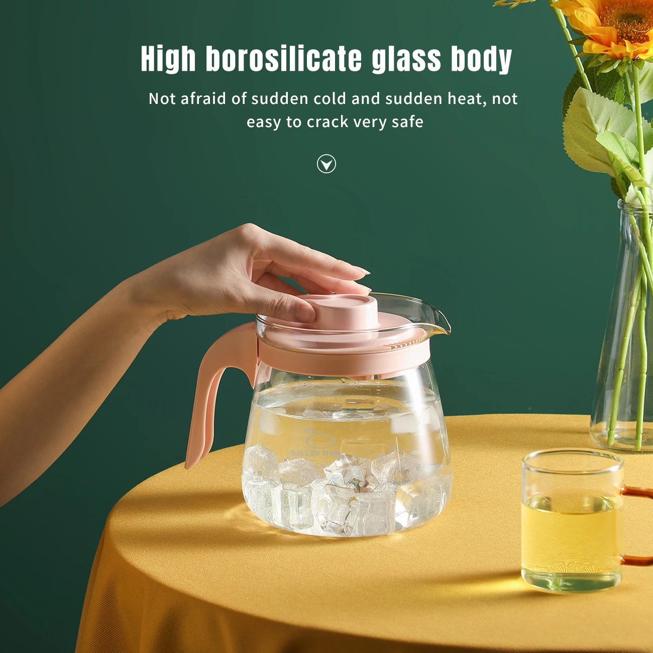 

1700ml/2000ml High Borosilicate Glass Cold Kettle Household High Temperature Resistant Teapot