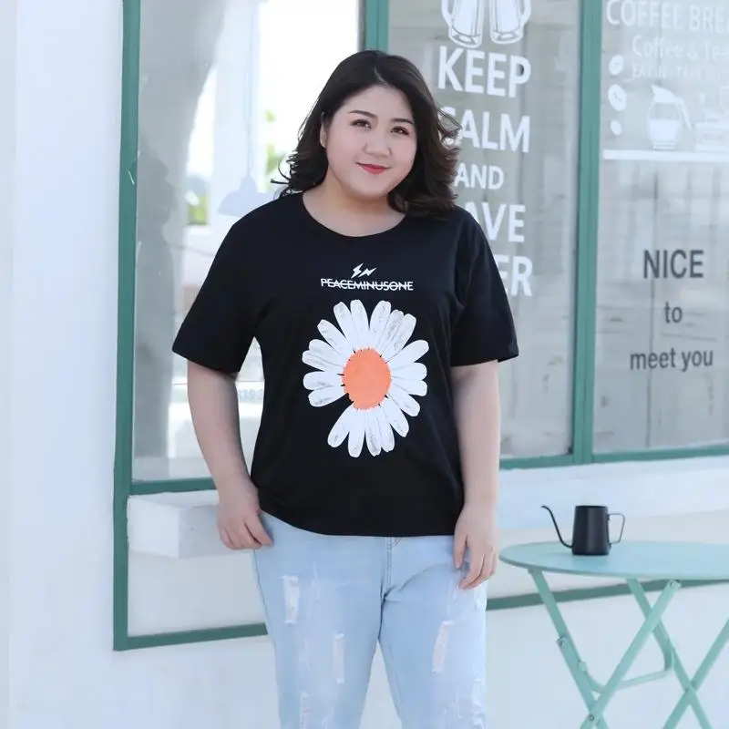 COCOEPPS 5XL 6XL летняя футболка размера плюс с круглым вырезом и принтом повседневные